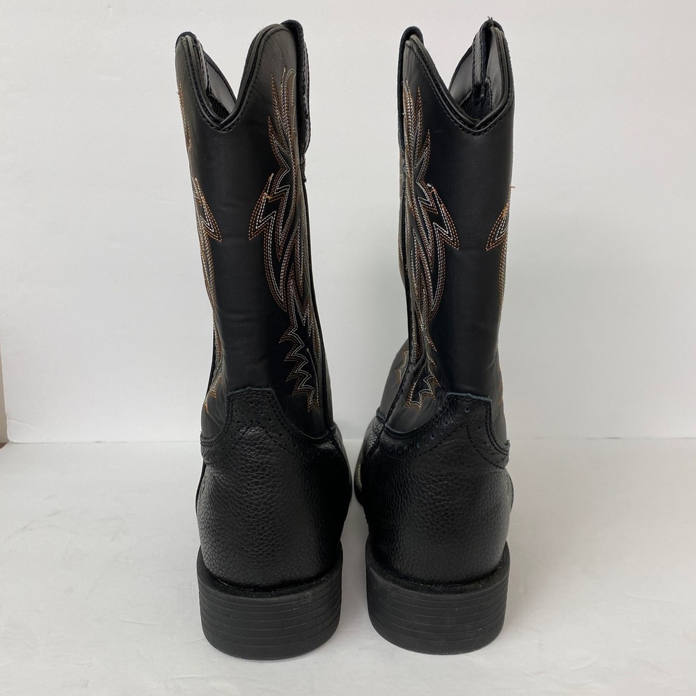 Sureway, Mens Black Leather Western Cowboy Work Boots Square Toe 1009-2 Size 12 - Picture 7 of 9